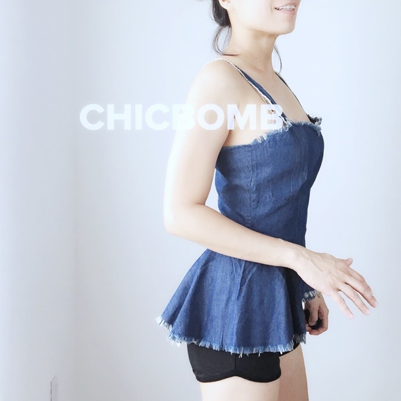 DENIM SOFT BUSTIER TOP - Picture 3 of 6